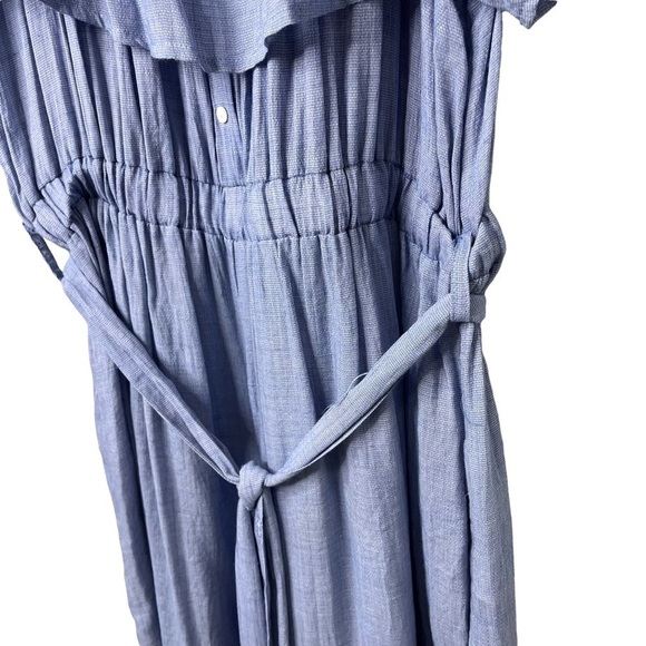 THML Jumpsuit Off The Shoulder Blue Tassel Tie Size Large THS0427 - Picture 5 of 8